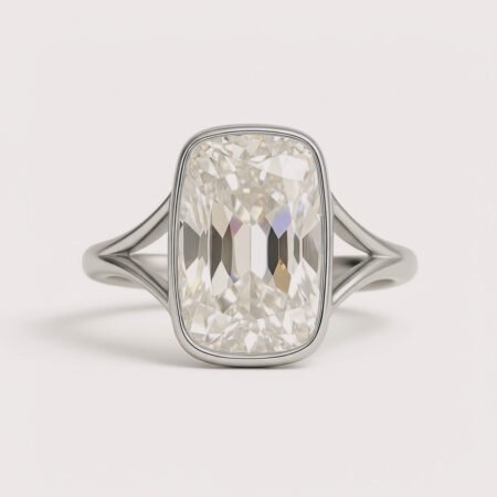 8 Carat Old Mine Cut Bezel Set Lab Diamond Engagement Ring in 10K/14K/18K Gold – IGI Certified CVD Diamond