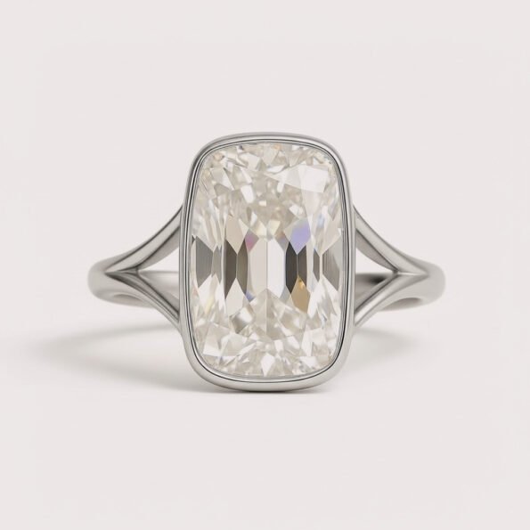 8 Carat Old Mine Cut Bezel Set Lab Diamond Engagement Ring in 10K/14K/18K Gold – IGI Certified CVD Diamond