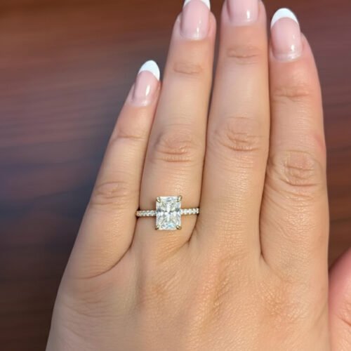 2 Carat Radiant Cut CVD Lab Grown Diamond Engagement Ring with Hidden Halo in 14K White Gold – IGI Certified EF Color VS1 Clarity – Elegant & Ethical Design photo review