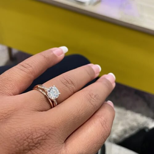 Round 1.5 Carat F Color VS1 IGI Certified Lab Diamond Engagement Ring in 14K Yellow Gold – Twisted Pave with Round Side Stones photo review