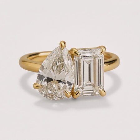 3.66ctw Pear & Emerald Cut Two-Stone IGI Certified Diamond Ring 10K/14K/18K Gold