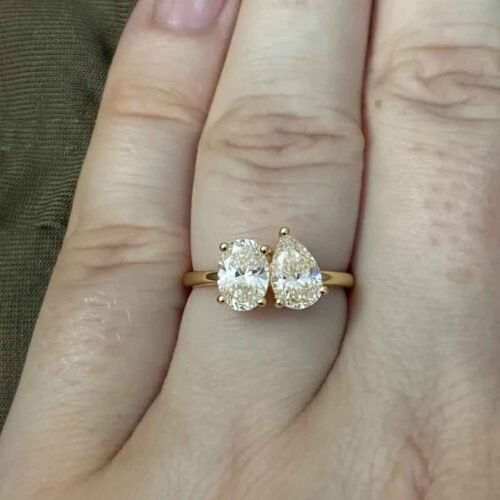 Click to view full screen 2.25ctw Pear & Oval Two-Stone IGI Certified Diamond Ring 10K/14K/18K Gold photo review