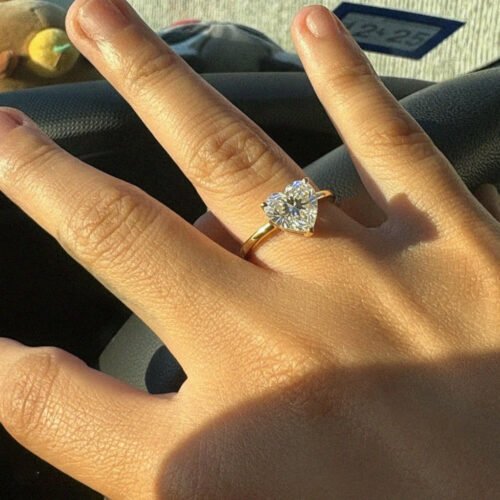 Click to view full screen 1CT Heart Cut Lab Diamond Solitaire Ring in 14K White Gold photo review