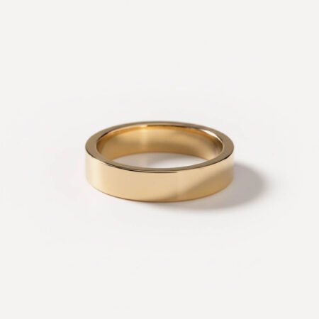 Men's 5mm Flat Solid Gold Wedding Band | High Polish Finish