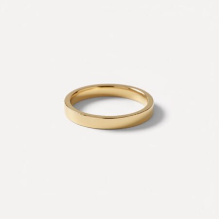Men's 3mm Flat Gold Wedding Band | Minimalist High Polish | 10K 14K 18K