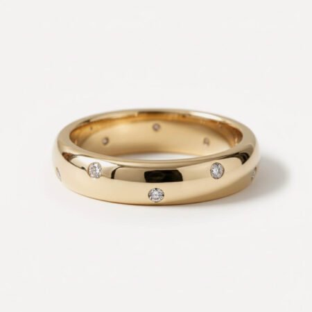 Men's 5mm Domed Lab Diamond Wedding Band | Flush Set EF/VS1 Diamonds | Solid Gold