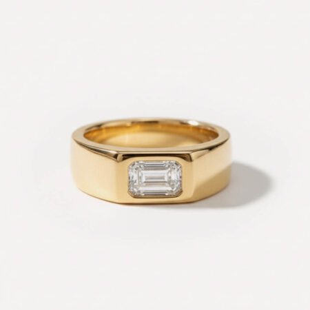 Men's 6mm Emerald Cut Lab Diamond Cigar Ring | 0.60 ct Solitaire | Solid Gold