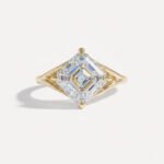 3.82 ct Asscher Cut Lab Grown Diamond Ring | Kite Set Split Shank Solitaire | Solid Gold