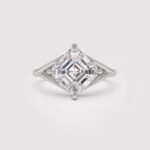 5.62 ct Asscher Cut Lab Diamond Ring | Kite Set Split Shank Solitaire | Solid Gold