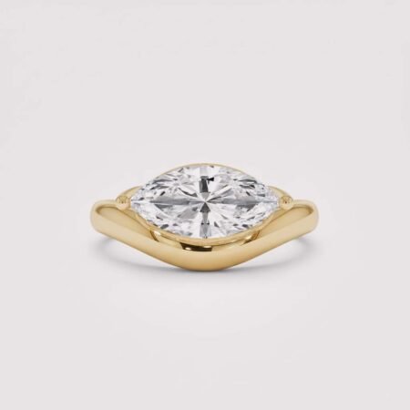 1.61 ct East-West Marquise Lab Diamond Ring | Curved Bypass Solitaire | Solid Gold