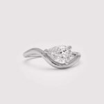 1.07 ct East-West Pear Lab Diamond Ring | Curved Bypass Wave Band | Solid Gold