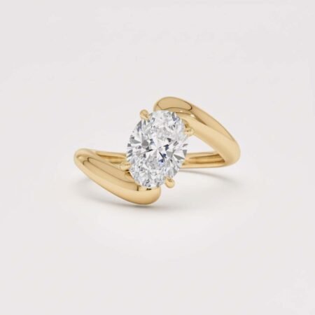 1.50 ct Oval Lab Diamond Engagement Ring | Modern Bypass Solitaire | Solid Gold