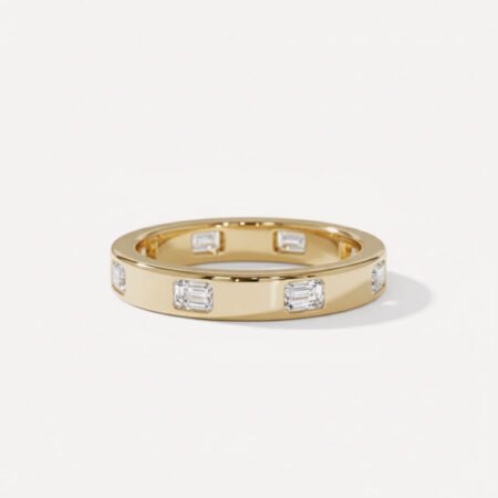 Emerald Cut Lab Diamond Eternity Band | 0.80 ctw Flush Set | Solid Gold Stacking Ring