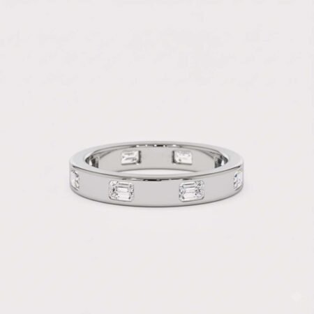 Emerald Cut Lab Diamond Eternity Band | 0.80 ctw Flush Set | Solid Gold Stacking Ring