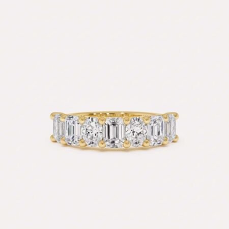 1.85 ctw Mixed Cut Lab Diamond Band | Alternating Emerald & Oval | Solid Gold