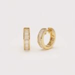 0.71 ctw Baguette Lab Diamond Hoop Earrings | Channel Set Huggies | Solid Gold