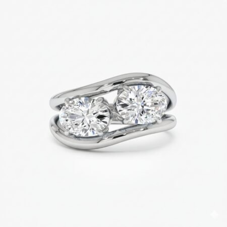 2.10 ctw Oval Lab Diamond Bridal Set | 2-Piece Interlocking Solitaire Rings | Solid Gold