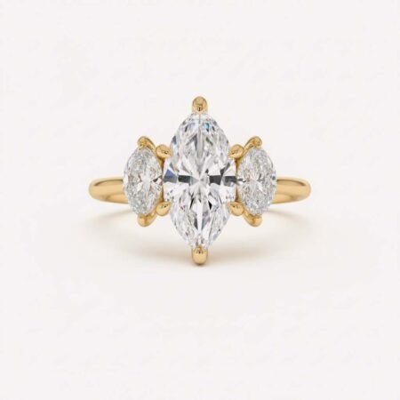 2.08 ctw Three Stone Lab Diamond Ring | All Marquise Cut | Solid Gold