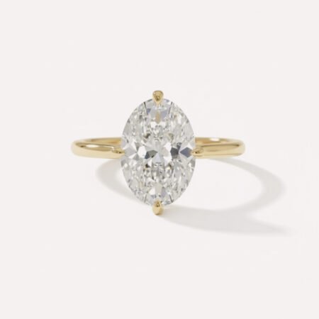 3.03 carat Oval Lab Grown Diamond Solitaire Compass 4-Prong Setting Engagement Ring 14K Gold IGI Certified