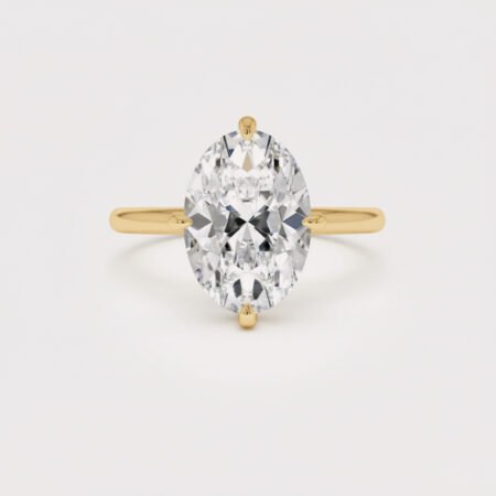 3.03 ct Oval Lab Diamond Solitaire Ring | Compass 4-Prong Setting | Solid Gold