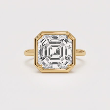 5.03 ct Asscher Cut Lab Diamond Ring | Art Deco Bezel Solitaire | Solid Gold