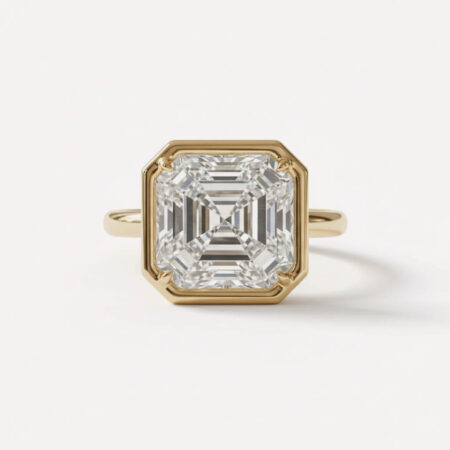 5.03 ct Asscher Cut Lab Diamond Ring | Art Deco Bezel Solitaire | Solid 14K Gold