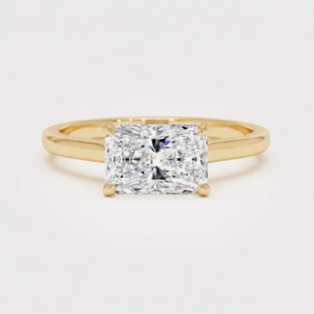 1.03 ct Radiant Cut Lab Diamond Ring | East-West Solitaire | Solid Gold