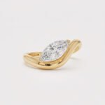1.03 ct East-West Marquise Lab Diamond Ring | Curved Bypass Solitaire | Solid Gold
