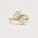 1.50 ctw Toi et Moi Lab Diamond Ring | Marquise & Round Cut | Solid Gold Bypass Band