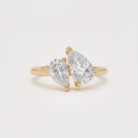2.10 ctw Pear Lab Diamond Toi et Moi Ring | Two Stone Engagement Ring | Solid Gold