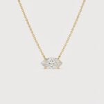 1.01 ct East-West Marquise Lab Grown Diamond Necklace, 14K Gold Solitaire Pendant, EF/VS1 CVD