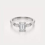 1.58ct Emerald Cut Lab Grown Diamond Ring, IGI Certified, Marquise Side Stones