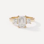 1.52ct Emerald Cut Lab Grown Diamond Ring, IGI Certified, Princess Cut Side Stones, 1.75ctw Three Stone Setting