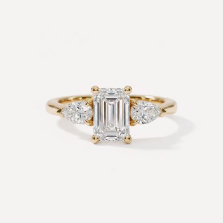 2.03 ctw IGI Certified E/VS1 Emerald & Pear Lab Grown Diamond Three Stone Ring 18K Gold