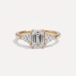 2.24 ctw Emerald & Trillion Lab Grown Diamond Three Stone Ring | IGI Certified | 14K Gold