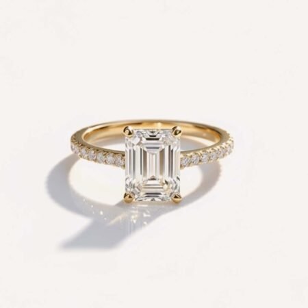 Ready to Ship 1.75ct Emerald IGI Certified Lab Diamond Ring in 14K Gold | Lab-Grown
