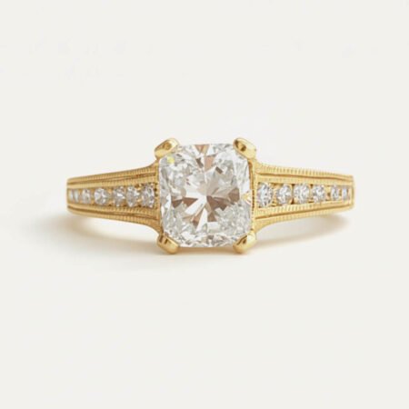 2.23ctw Cushion Lab Grown Diamond Ring, Vintage Channel Set Cathedral, 14K Gold, IGI Certified EF/VS1
