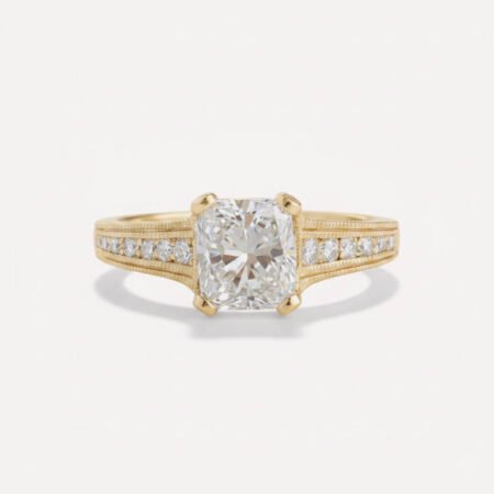 2.23ctw IGI Certified E/VS1 Cushion Lab Grown Diamond Ring, Vintage Channel Set Cathedral, 14K Gold