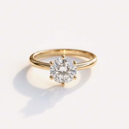 Ready to ship 1 Carat Round Cut Lab Grown Diamond Solitaire Engagement Ring in 14K White Gold with Knife Edge Band – Ethical Minimalist Ring