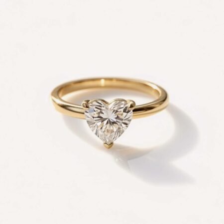 Ready to ship 1CT Heart Cut IGI Certified Lab Diamond Solitaire Ring in 14K Gold