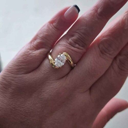 Ready to ship 1.25 ct Oval Lab Diamond Engagement Ring | Modern Bypass Solitaire | Solid Gold photo review