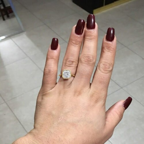 Click to view full screen 5.03 ct Asscher Cut Lab Diamond Ring | Art Deco Bezel Solitaire | Solid Gold photo review