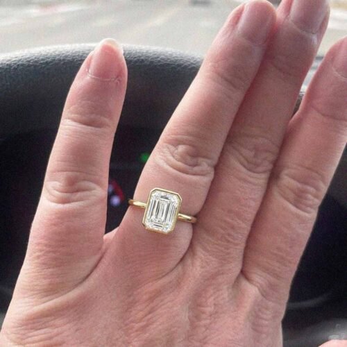3.18ct Emerald Cut Bezel Set Lab Grown Diamond Engagement Ring in 10K/14K/18K Gold – IGI Certified photo review