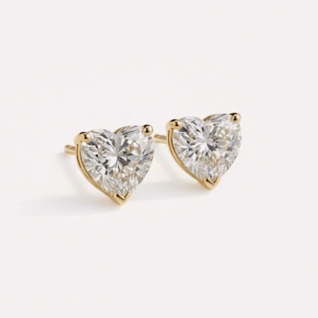 Ready to ship 2CTW Heart Shaped IGI Certified Lab Diamond Stud Earrings in 14K White Gold