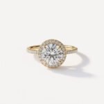 Ready to ship Round Cut 1 Carat F/VS1 IGI Certified Lab Diamond Halo Engagement Ring in 14K Rose Gold – Side Round Diamonds, High Polish Finish