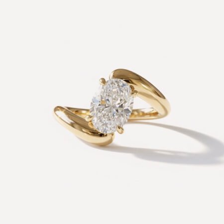Ready to ship 1.25 ct Oval Lab Diamond Engagement Ring | Modern Bypass Solitaire | Solid Gold