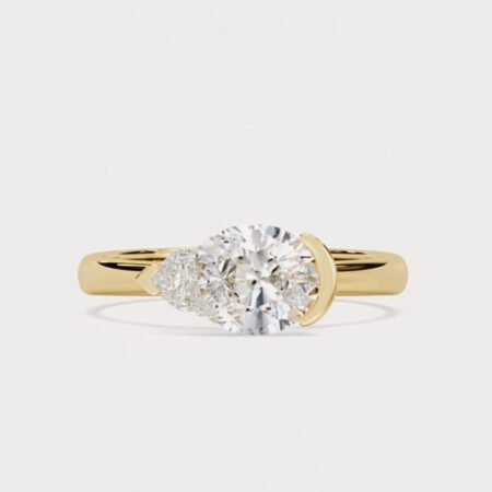2.10ct Pear Cut Lab Grown Diamond Engagement Ring, 14K Gold, IGI Certified, Modern Bezel Setting