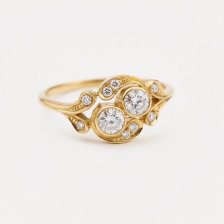 0.78ct Lab Grown Diamond Two Stone Ring, Vintage Toi Et Moi Style, 14K Gold, IGI Certified EF/VS1