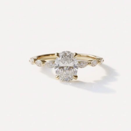 Ready to ship 1.58ctw F Color VS1 Clarity IGI Certified Lab Grown Oval Cut Diamond 14K Gold