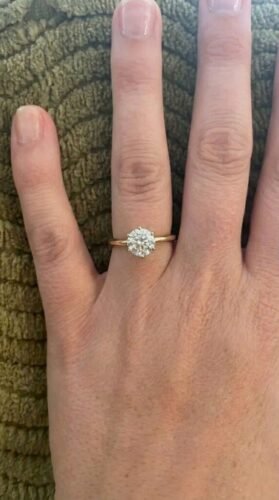 Click to view full screen Ready to ship 1 Carat Round Cut Lab Grown Diamond Solitaire Engagement Ring in 14K White Gold with Knife Edge Band – Ethical Minimalist Ring photo review